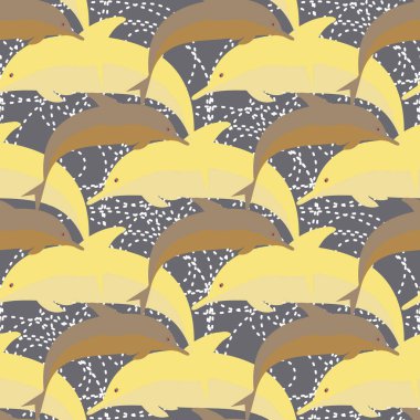 Yunuslar su altında çizim arka planı için bir sürü ile sorunsuz doku