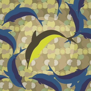 Yunuslar su altında çizim arka planı için bir sürü ile sorunsuz doku