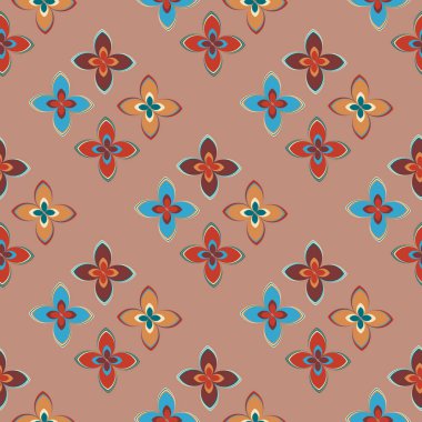 Çiçekler, vektör çizim ile çok renkli geometrik seamless modeli 