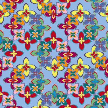 Çiçekler, vektör çizim ile çok renkli geometrik seamless modeli 