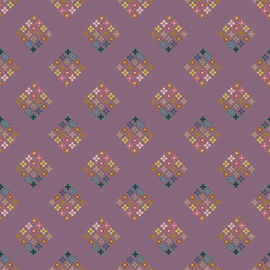 Çiçekler, vektör çizim ile çok renkli geometrik seamless modeli 