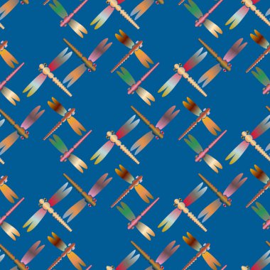 Dekoratif renkli seamless modeli yusufçuk, vektör çizim ile     