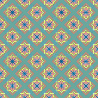 Soyut geometrik desenli çiçek öğeleri renkli kesintisiz arka planı için. 