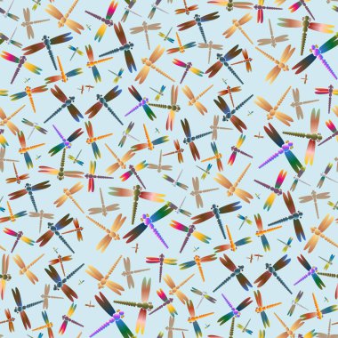 Dekoratif renkli seamless modeli yusufçuk, vektör çizim ile     