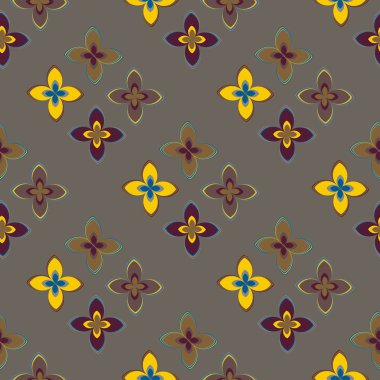 Çiçekler, vektör çizim ile çok renkli geometrik seamless modeli 