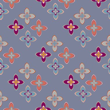 Çiçekler, vektör çizim ile çok renkli geometrik seamless modeli 