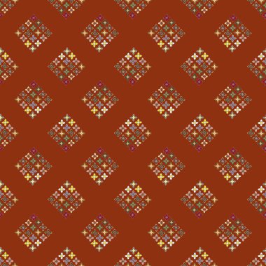 Çiçekler, vektör çizim ile çok renkli geometrik seamless modeli 