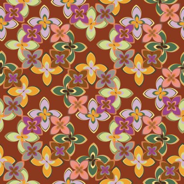 Çiçekler, vektör çizim ile çok renkli geometrik seamless modeli 