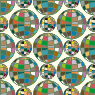 Soyut geometrik renkli küreler Dikişsiz desen arka planı için. 