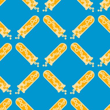 Kimya test tüpleri parlak arka plan üzerinde. Seamless modeli.