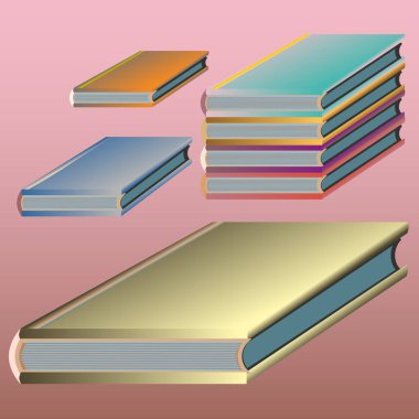 Renkli kitap yığını. Vektör çizim