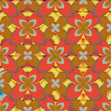 Çiçekler ve gökkuşakları, vektör çizim ile çok renkli geometrik seamless modeli 