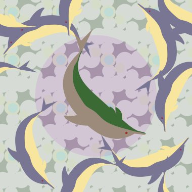 Yunuslar su altında çizim arka planı için bir sürü ile sorunsuz doku