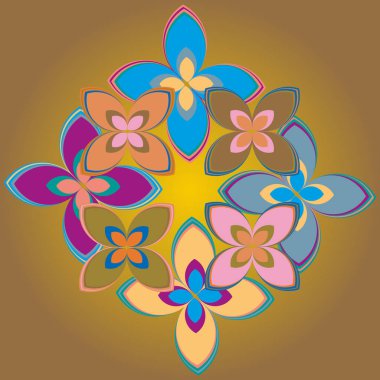 Çiçekler, vektör çizim ile çok renkli geometrik seamless modeli 