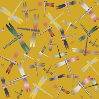 Dekoratif renkli seamless modeli yusufçuk, vektör çizim ile     