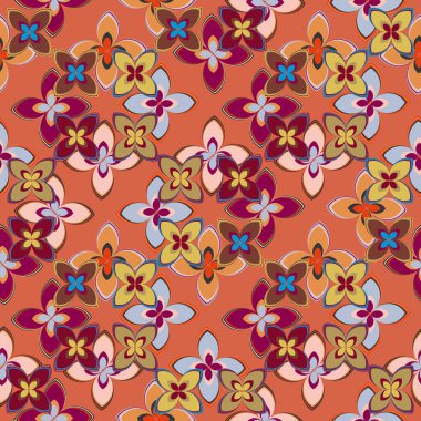 Çiçekler, vektör çizim ile çok renkli geometrik seamless modeli 