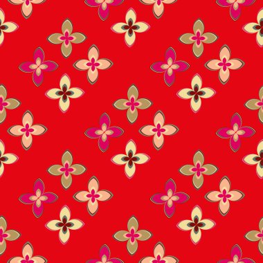 Çiçekler, vektör çizim ile çok renkli geometrik seamless modeli 