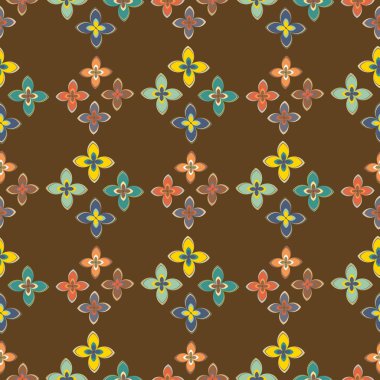 Çiçekler, vektör çizim ile çok renkli geometrik seamless modeli 
