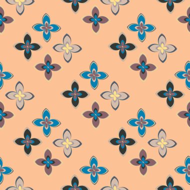 Çiçekler, vektör çizim ile çok renkli geometrik seamless modeli 