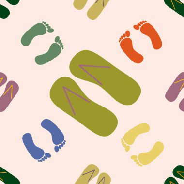 Renk seamless modeli terlik ve ayak izleri ile.