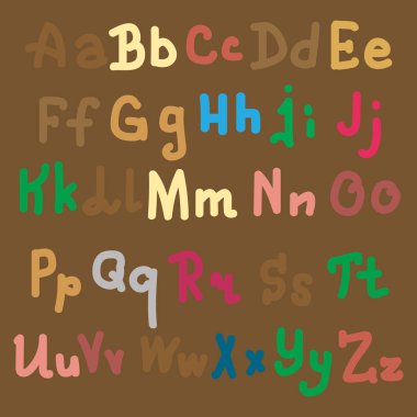 Elle çizilmiş alfabe. Boyalı harfleri fırça. El yazı ve özel tipografi tasarımları logo ve afiş, davetiye ve kartları için