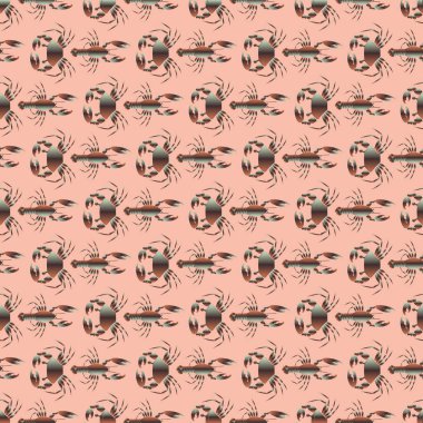 Yengeç ve ıstakoz, vektör çizim ile yaz arka plan 