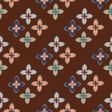 Çiçekler, vektör çizim ile çok renkli geometrik seamless modeli 