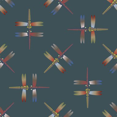 Dekoratif renkli seamless modeli yusufçuk, vektör çizim ile     