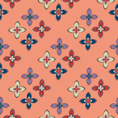 Çiçekler, vektör çizim ile çok renkli geometrik seamless modeli 