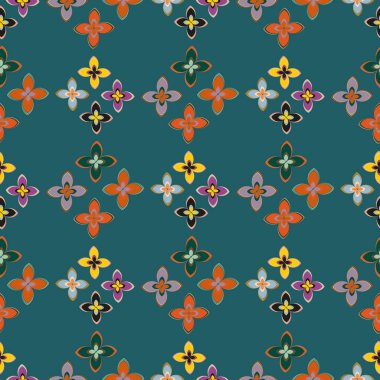 Çiçekler, vektör çizim ile çok renkli geometrik seamless modeli 