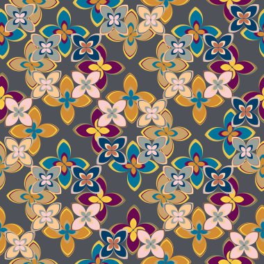 Çiçekler, vektör çizim ile çok renkli geometrik seamless modeli 