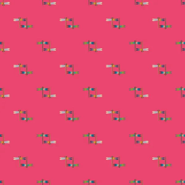 Dekorative Farbige Nahtlose Muster Mit Libellen Vektorillustration — Stockvektor