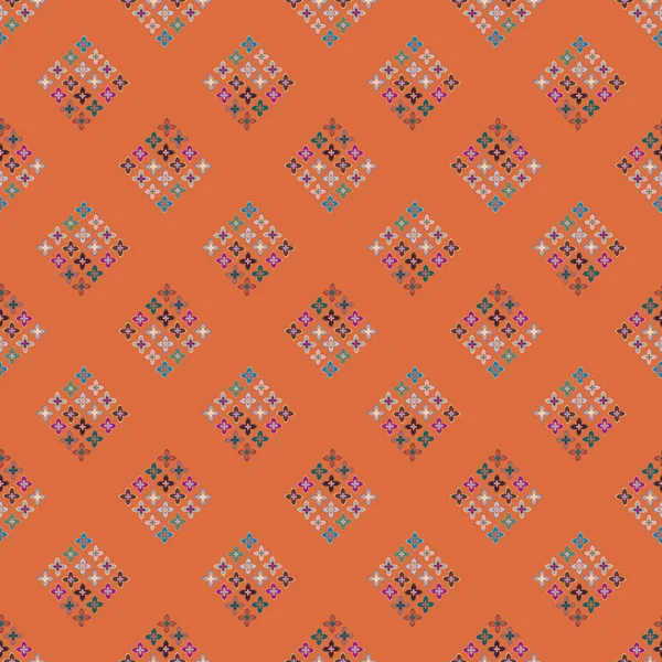 Geometrische Multicolor Naadloze Patroon Met Bloemen Vectorillustratie — Stockvector