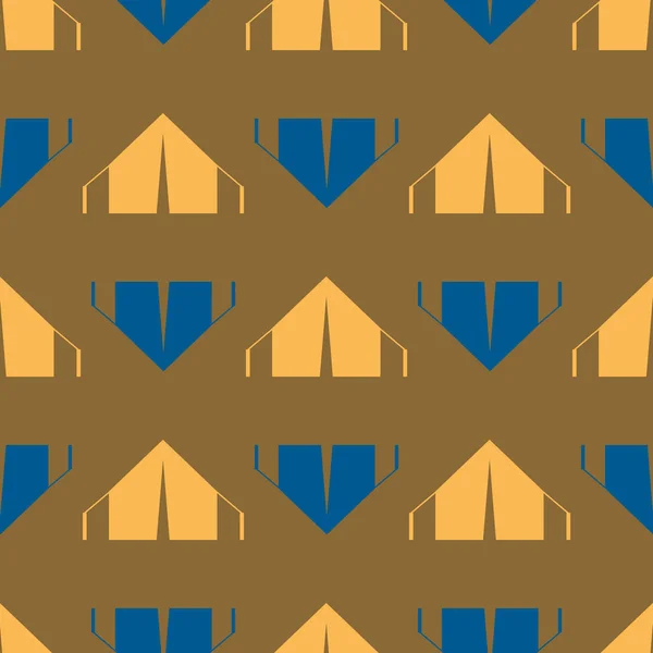 Modèle Sans Couture Couleur Avec Des Tentes Camping Dessin Animé — Image vectorielle