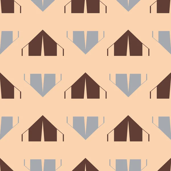 Modèle Sans Couture Couleur Avec Des Tentes Camping Dessin Animé — Image vectorielle