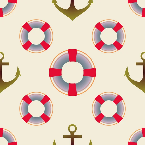 Nautical Cartoon Flat Repeating Pattern Illustration — Stock Vector