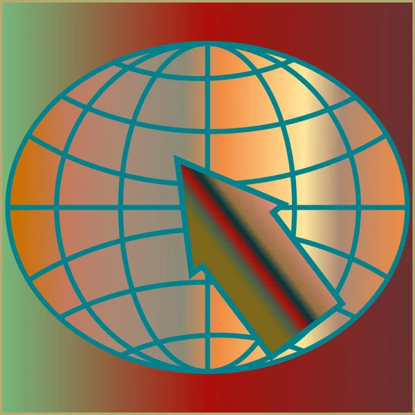 Globus Wskaźnik Symbol Rozwoju Seo Przeglądarki — Wektor stockowy