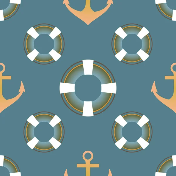 Nautical Cartoon Flat Repeating Pattern Illustration — Stock Vector