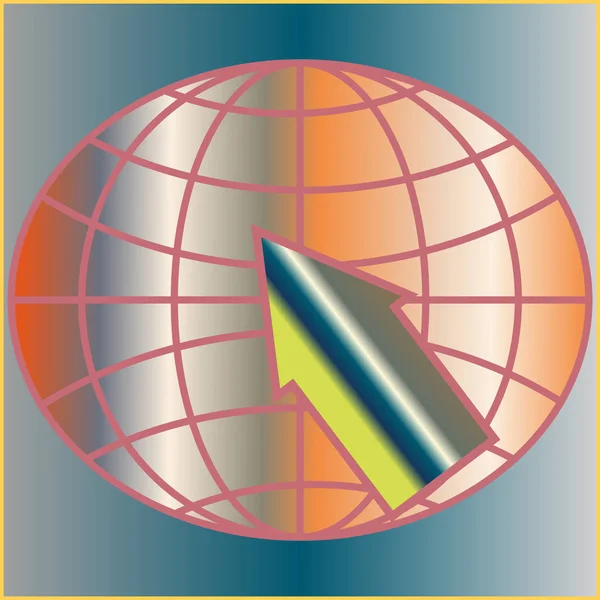Globus Mit Zeiger Seo Und Browser Entwicklungssymbol — Stockvektor