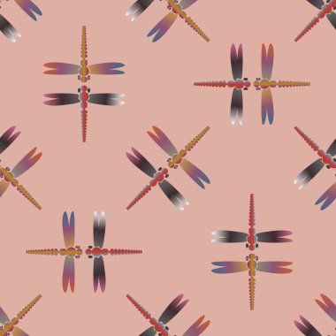 Dekoratif renkli seamless modeli yusufçuk, vektör çizim ile     