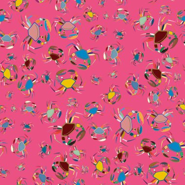 Yengeçler, vektör çizim ile yaz arka plan 