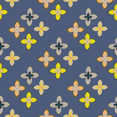 Çiçekler, vektör çizim ile çok renkli geometrik seamless modeli 