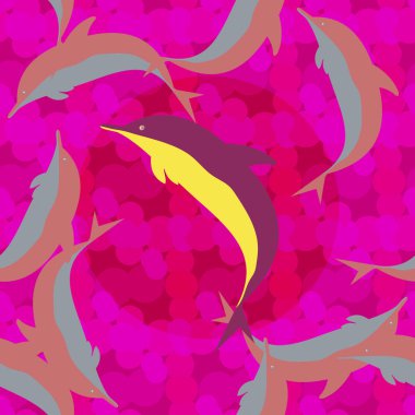 Yunuslar su altında çizim arka planı için bir sürü ile sorunsuz doku