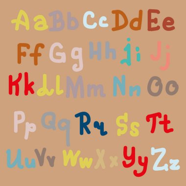 Elle çizilmiş alfabe. Boyalı harfleri fırça. El yazı ve özel tipografi tasarımları logo ve afiş, davetiye ve kartları için