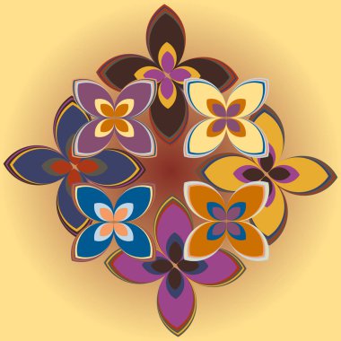 Çiçekler, vektör çizim ile çok renkli geometrik seamless modeli 