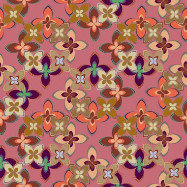 Çiçekler, vektör çizim ile çok renkli geometrik seamless modeli 