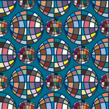 Soyut geometrik renkli küreler Dikişsiz desen arka planı için. 