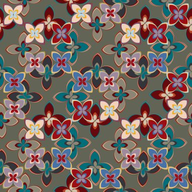 Çiçekler, vektör çizim ile çok renkli geometrik seamless modeli 