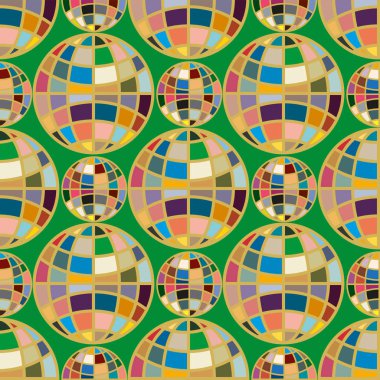 Soyut geometrik renkli küreler Dikişsiz desen arka planı için. 