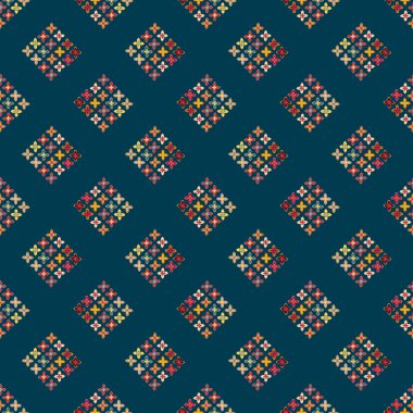 Çiçekler, vektör çizim ile çok renkli geometrik seamless modeli 